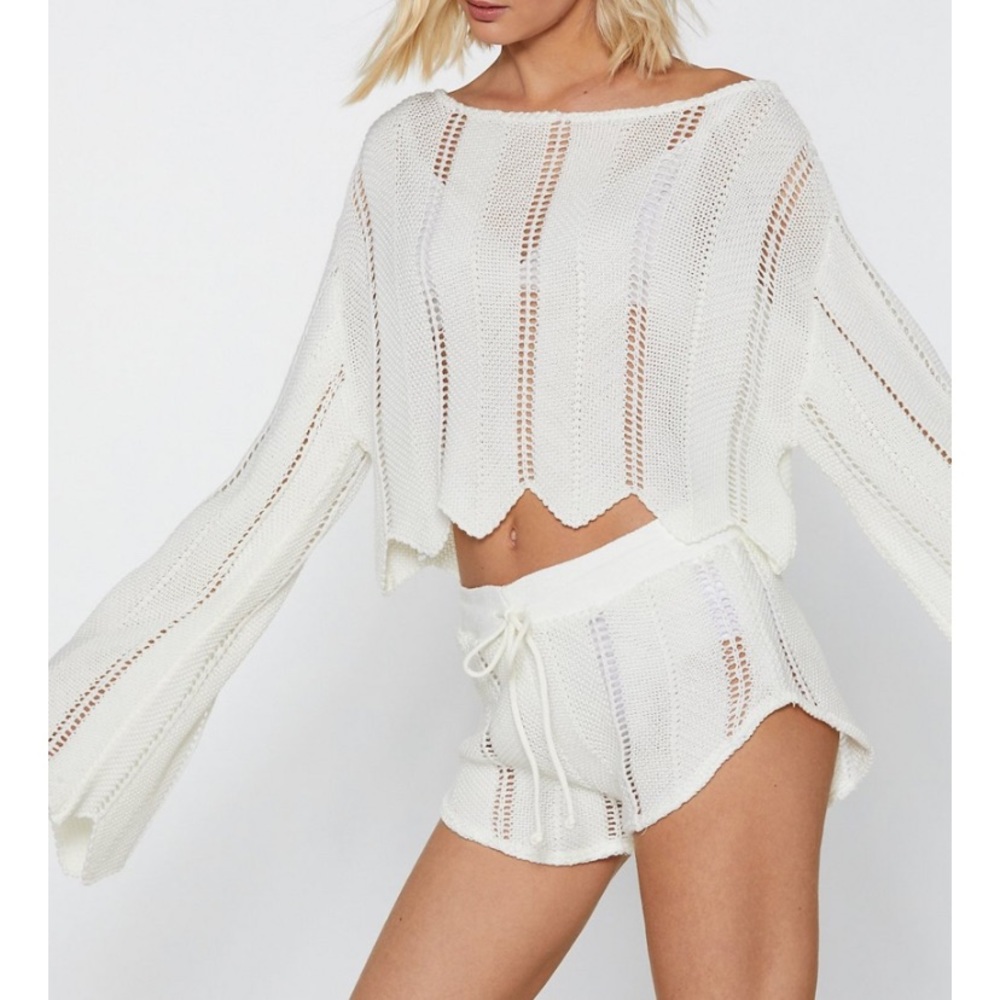 White Nasty Gal Sweater and Shorts Set. Brand New!